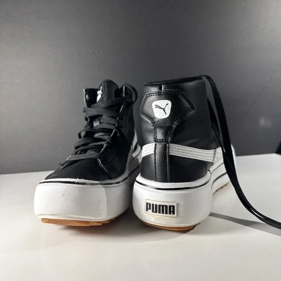 PUMA Black and White High-Top Sneakers Women’s Size 7 Athletic Shoes - Picture 3 of 14